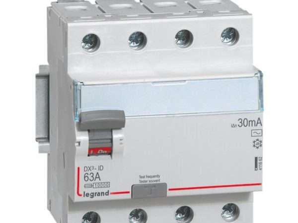 411662-LEGRAND-1000 Interruptor diferencial DX³ 4P 400V~ 63A TIPO AC 30mA 4 módulos LEGRAND 411662