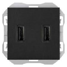 Cargador USB doble 3,1A con smartcharge tipo A negro mate SIMON 270 20000196-098