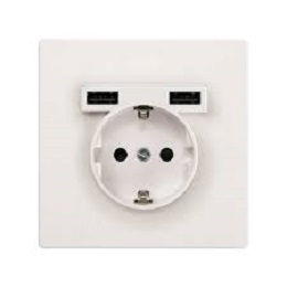 Kit Schuko + Cargador 2xUSB 2,1A 1 elemento Negro Mate SIMON 270 27190610-098