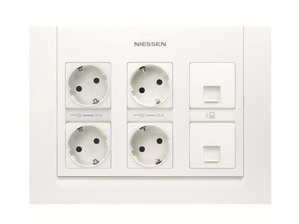 niessen-t1111bl.jpg KIT puesto de trabajo blanco 3 columnas NIESSEN T1111.1 BL