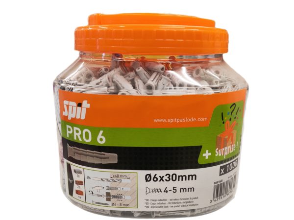 spit-bidon-060165.jpg TACO GRIS PRO6 6MM BIDON DE 1000 unidades
